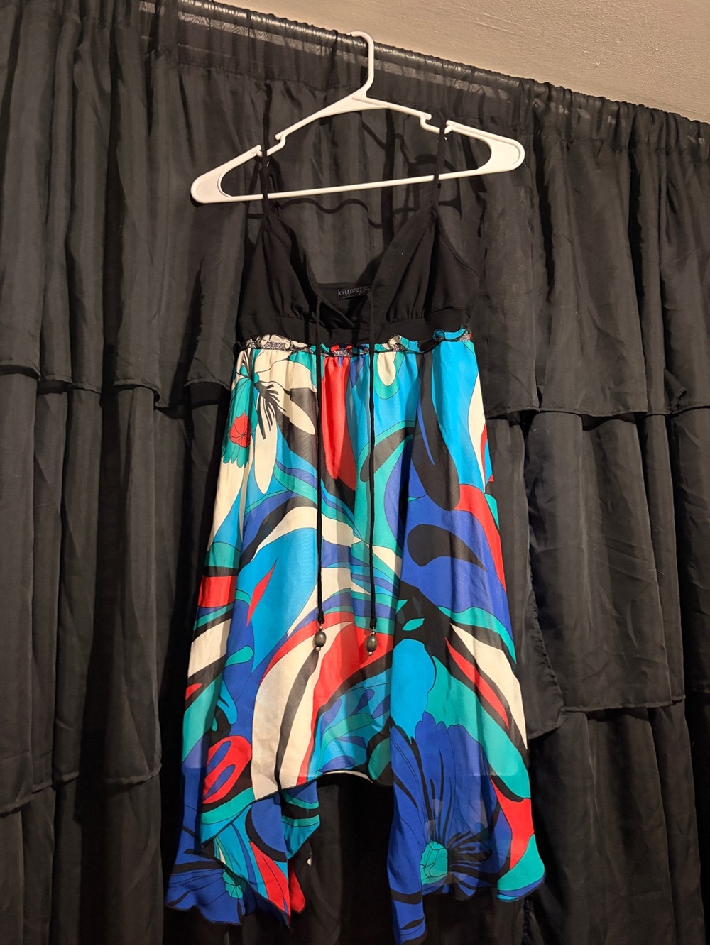 Vintage guess Floral Halter Dress with Black Bodice